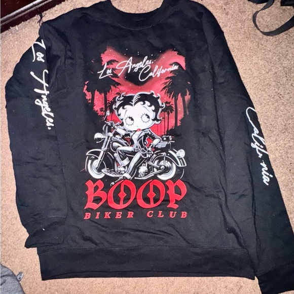 Black Betty Boop Biker Club Sweatshirt - Picture 1 of 2